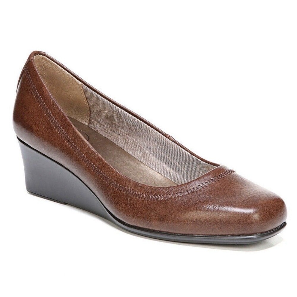 Lifestride Women's Groovy Wedge Slip on Shoes Dark Tan Cowboy- Size 6.5 M